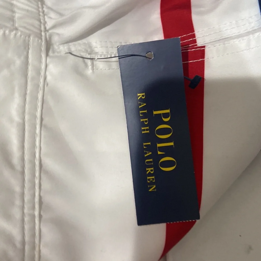 Polo Ralph Lauren Swim Trunks Mens Small Blue White Red Striped Board Shorts NWT - Picture 10 of 15